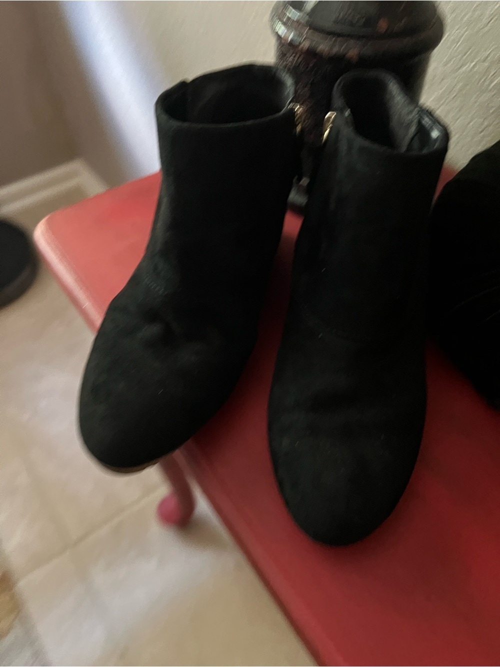 Women's Black Suede Ankle Booties - Zip-Closure Fashion Boot